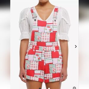 Strawberry Shortcake Shortall Overall Hot Topic Patchwork Size 1 XL Spring